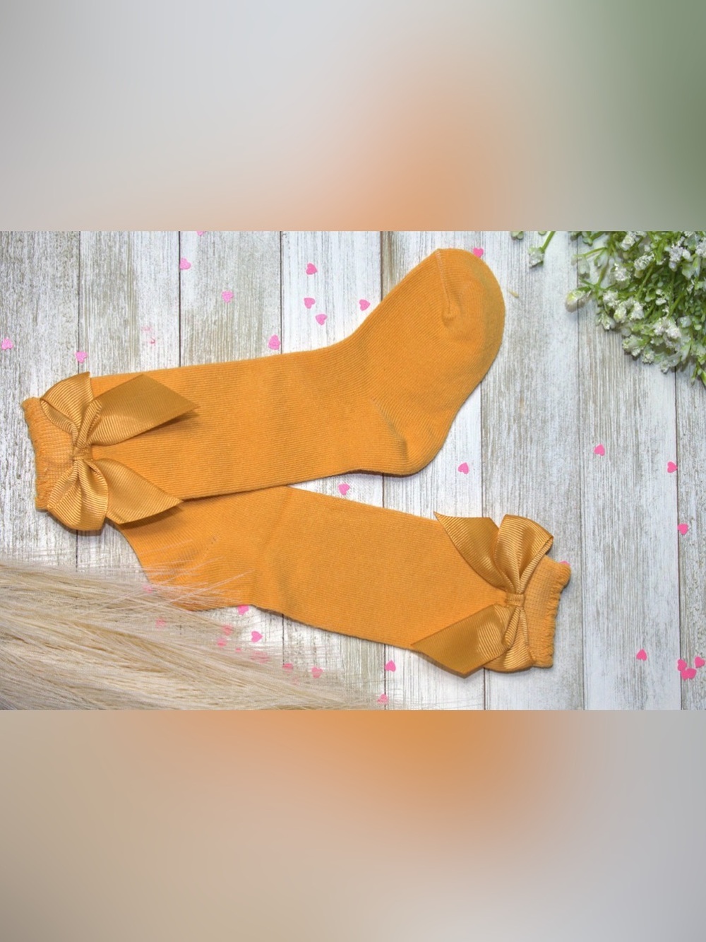 Golden Yellow Bow Knee Socks
